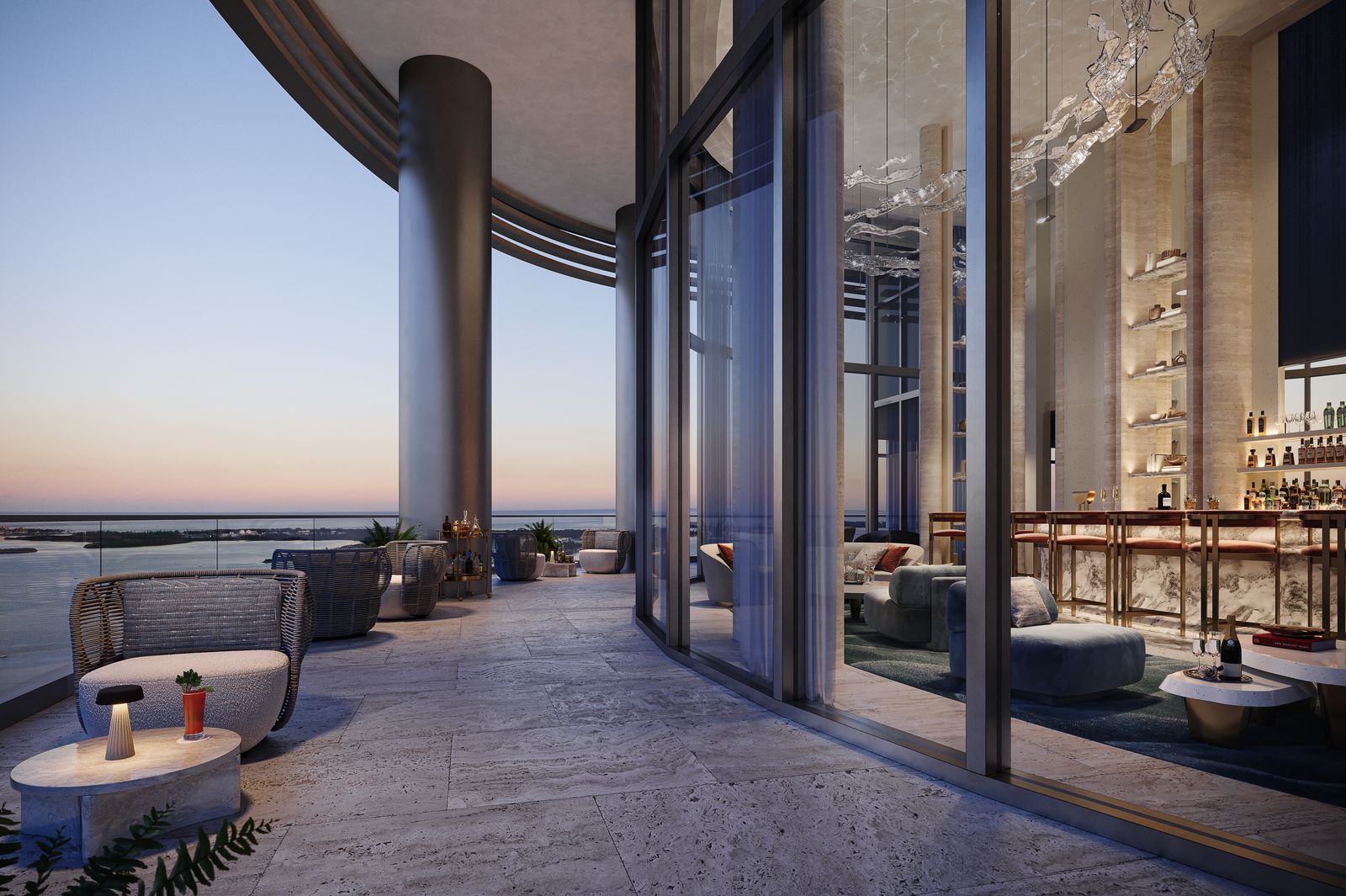 St. Regis Residences Miami terrace with bay views