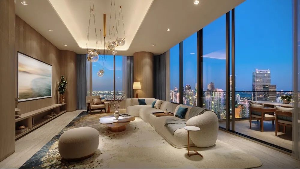 Penthouse family room at St. Regis Residences Miami